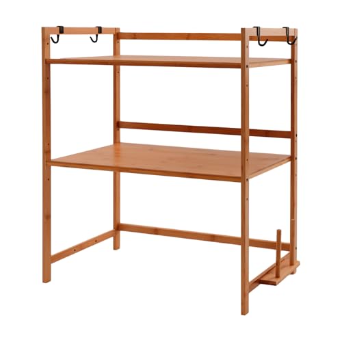 WooDerson Verstellbares Mikrowellenregal, 2-Lagiges Mikrowellen Regal, Küchenaufbewahrung Organizer aus Bambus, Stabiler Mikrowellenständer mit Schneidebretthalter und 4 Haken, 55x35x67cm (TeeFarbe) WooDerson Verstellbares Mikrowellenregal, 2-Lagiges Mikrowellen Regal, Küchenaufbewahrung Organizer aus Bambus, Stabiler Mikrowellenständer mit Schneidebretthalter und 4 Haken, 55x35x67cm (TeeFarbe) von WooDerson