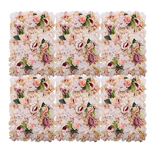 WooDerson Wandpaneel Blumen Künstliche Blumenwand Paneele 6 Stück Rosa+Gelb Blumenwand DIY Aus Seidenstoff Blumenwand Deko Für Garage, Terrasse, Garten Usw von WooDerson