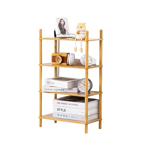 WooFawn Bambusregal, werkzeuglos, erweiterbar (2–6 Etagen), für Küche, Gewürz-Organizer und Büro, Pausenraum, Snack/Tassen-Aufbewahrung (natürlicher Bambus) (angetrieben von Gogogo) (natürlich, 39,6 von WooFawn