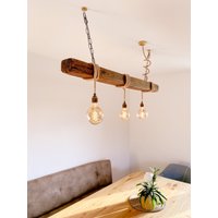 Auf Bestellung - Balkenlampe Led 150cm Esszimmer Pendelleuchte Holzlampe Upcycling Beleuchtung Holz Hängeleuchte Antik von WooLightingDesign