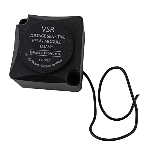 Wooauto 12V Smart Dual Battery Isolator Relais 125 Ampere Spannung Empfindliches Relais (VSR) Vollautomatisches Batterie Trennrelais Wasserdichtes Isolator Automatisches Batterie Trennrelais,Schwarz von Wooauto