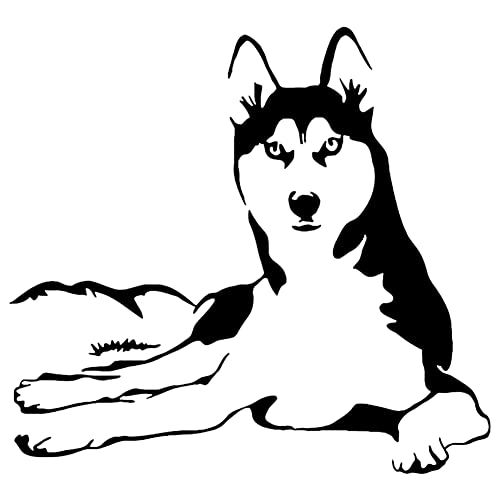 Wooauto 2Stück Selbstklebende PVC Wasserdichte Motorhaube Aufkleber Auto Karosserie Dekoration Sticker 3D Husky Hund Autoaufkleber Reflektierender Körperaufkleber Vinyl Wand Aufkleber 28x26cm,Schwarz von Wooauto