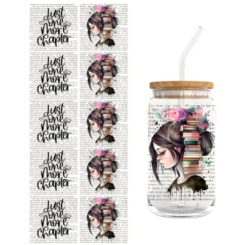 Wooauto 5Blätter UV DTF Tasse Wrap Transfer Sticker 16 Unzen Glas Becher Wasserfeste Klar Rub on Sticker Set DIY Tasse Aufkleber klare Muster keramische Vase Transfer Aufkleber, Klebeaufkleber,Typ 03 von Wooauto