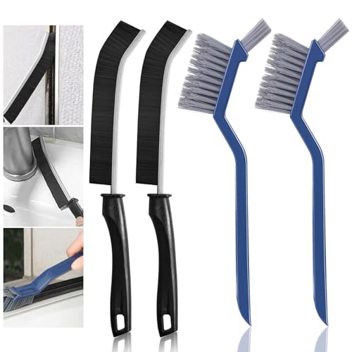 4-teiliges Reinigungsbürsten-Set, multifunktionale Reinigungsbürste für Badezimmer, Fugenbürste, Fliesen, Reinigungsbürste für Haus, Toilette, Badezimmer, Küche von Woobroo