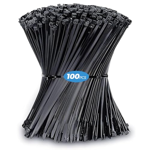 Kabelbinder, 300 mm x 3,6 mm, 100 Stück, robust, Premium-Nylon, Mehrzweck-Kabelbinder, für Zuhause und Heimwerker, Schwarz von Woobroo
