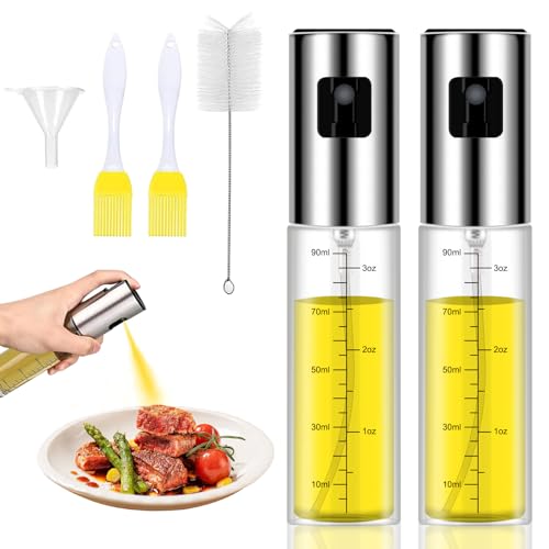 Ölsprüher für Speiseöl 2 stück 100ML, BPA-frei, Air Fryer Öl Sprühflasche, Küchenöl-Spray Lebensmittel Für Und Luftfritteusen Anti-Tropfen, Geeignet Für Barbecue und Grillen von Woobroo