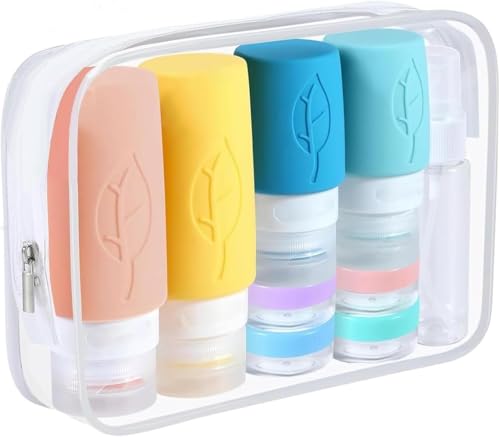 Reiseflaschen aus Silikon, 17-teilig, Reiseflaschen, wiederverwendbar und wasserdicht, Behälter für Reiseflaschen, Lotion, für Kosmetik, Shampoo, Reisen, BPA-frei von Woobroo