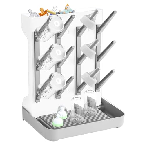 Woobroo Abtropfgestell für Babyflaschen, für Neugeborene, für Essentials, Brustwarzen und Zubehör, Grau, groß Woobroo Abtropfgestell für Babyflaschen, für Neugeborene, für Essentials, Brustwarzen und Zubehör, Grau, groß von Woobroo