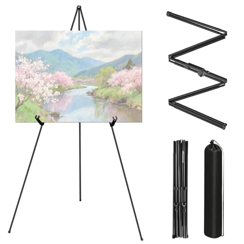 Woobroo Faltbare Staffelei, 160 cm, Metall-Boden-Staffelei, Ständer für Präsentation, Stativ, Künstler-Staffelei für Hochzeitsbanner, Malleinwand, Poster mit verstellbarer Höhe und Tragetasche Woobroo Faltbare Staffelei, 160 cm, Metall-Boden-Staffelei, Ständer für Präsentation, Stativ, Künstler-Staffelei für Hochzeitsbanner, Malleinwand, Poster mit verstellbarer Höhe und Tragetasche von Woobroo