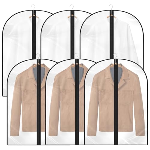 Kleidersack,6 Stück Kleidersäcke 60 * 80cm mit Reißverschluss,Transparent Anzug Aufbewahrung,für Anzüge Kleider Mäntel Sakkos Hemden Abendkleider Anzugsack Kleiderhülle von Woobroo