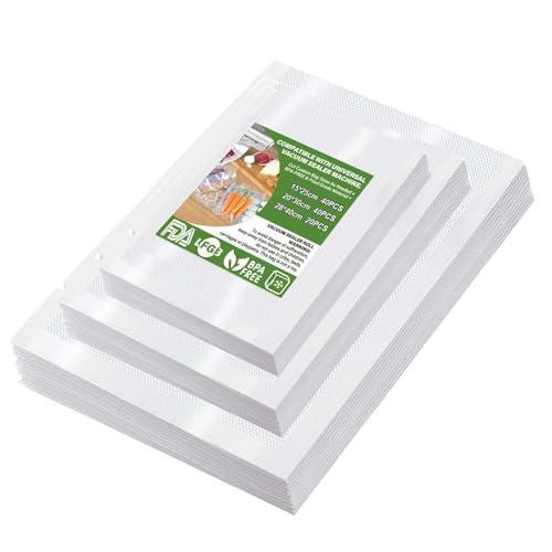 Woobroo Vakuumbeutel für Lebensmittel, 15 x 25 cm, 20 x 30 cm, 28 x 40 cm von Woobroo