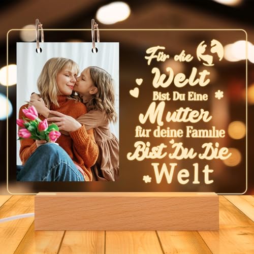 Wood Homing Muttertag Geschenk personalisierte Acryl Bilderrahmen Nachtlicht für Mama Damen Warm LED Optische Lampe Gravur Worte mit Holzständer für Mutter Frauen Home Decoration von Tochter Sohn Wood Homing Muttertag Geschenk personalisierte Acryl Bilderrahmen Nachtlicht für Mama Damen Warm LED Optische Lampe Gravur Worte mit Holzständer für Mutter Frauen Home Decoration von Tochter Sohn von Wood Homing