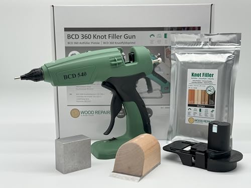 WoodRepair BCD 540 Öko Profi Akku Kit Astfüller-Akku-Profi-Pistole, Akku Adapter, Temperatur einstellbar, Kompaktbeutel Mix, Handhobel & Kühlblöcken (Milwaukee Akku Adapter) von Wood Repair