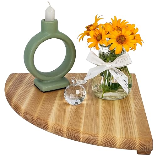 Wood Wedge Eckregal | Wandregal aus Massivholz | Hängeregal | Schweberegal für Wohnzimmer, Schlafzimmer, Küche, Büro. Rustikaler Stil (natürliche Farbe, 30x30 cm) von Wood Wedge