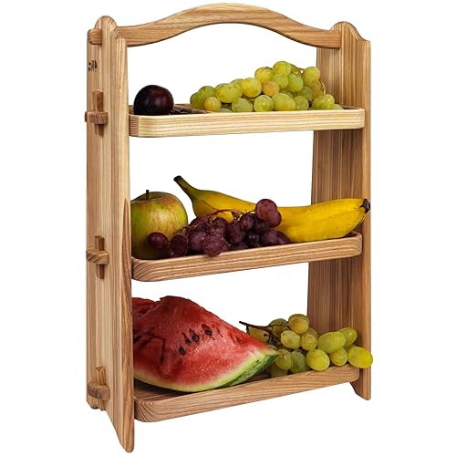 Wood Wedge, 3-stöckiger Aufbewahrungs-Organizer | Schreibtischregal | Regal-Organizer für Badezimmer, Wohnzimmer, Schlafzimmer, Küche, Holzregal für Arbeitsplatte, Geschenkidee (Natur, 40 x 29,5 x 13 von Wood Wedge