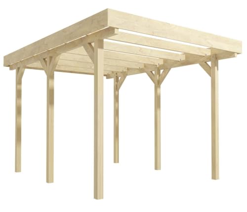 Wood & Play Garagenunterstand aus Holz - Dakota I - Hochwertige Verarbeitung - Selbstmontage - Stabil und langlebig - Solide Basis - Vielseitig einsetzbar - 360 x 500 cm - 12 x 12 x 290 cm Pfosten von Wood & Play