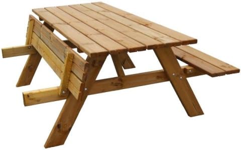 Wood & Play Picknicktisch - Einfach zu montieren - Stabile, robuste Outdoor-Möbel - Hervorragende Verarbeitung - Geräumig und bequem - 180 x 156 cm, 42mm Dickes Brett - Vierer-Set von Wood & Play