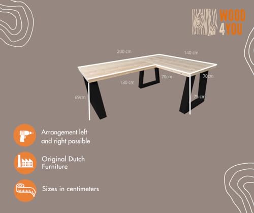 Wood4you - Eckschreibtisch - Vancouver Fichte 200 x 140 cm von Wood4you