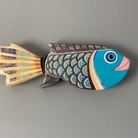 Blaues Fisch Wanddekor, Holzfisch, Holzkunst, Wohndekor, Blauer Wandbehang, Wohnkultur, Moderne Wanddeko von WoodAndGift