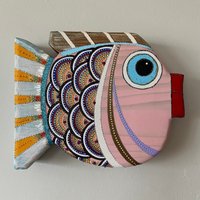 Rosa Fisch, Fischkunst, Wandbehang, Holzfisch, Holzkunst, Wohnkultur, Rosa Wandbehang von WoodAndGift