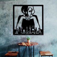 Das Damengambit Anya Taylor Joy | Tv Serie Holz Dekor Schachfiguren Wandkunst Spielzimmer Design Schachbrett Wandschild Geschenk Für Ihn von WoodArtHomeDeco