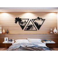 Sea Mountain Forest Hill Wanddekor | 3Er Set Holztafel Natur Dekoration Kiefer Baum Silhouette Laser-Cut Kunst Wildtiere Wohnkultur von WoodArtHomeDeco