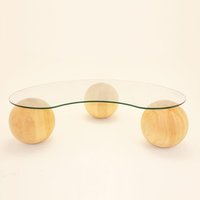 Dekorative Holzkugeln, Glastisch Mit Holz Gesammelt, Couchtisch, Wohnzimmer Mitteltisch, Tisch Haus Geschenk von WoodArtLovely
