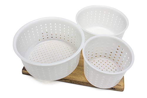 WoodBi Käseformen Set, DREI Größen 0.4kg, 0.7kg, 0.9kg mit Holzbrettchen Käseform Herstellung Käseherstellung (Set Mini) von WoodBi