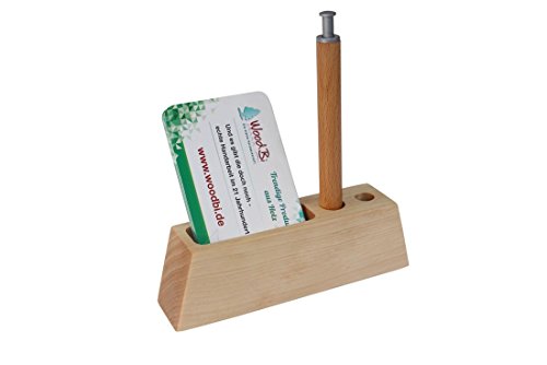 WoodBi | Kompakter Visitenkartenständer aus Holz | Kartenhalter für bis zu 60 Visitenkarten | Handarbeit in Deutschland (Birke Hochformat) von WoodBi