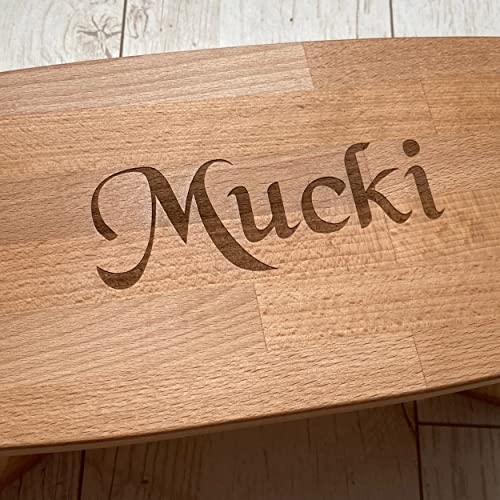 WoodBi Schemel für Kinder aus Holz mit Gravur, Kleiner Kinderschemel, Holzhocker aus Massivholz, Sitzhöhe 20cm von WoodBi