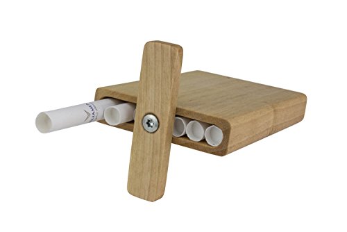 Zigarettenetui aus Holz | edle Zigarettenbox für Menschen mit Still | formstabil und kompakt | für 6 Zigaretten | Original von WOODBI® (Nussbaum hell) von WoodBi