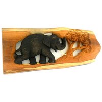 Hand Geschnitzt Elefant Holz Schnitzen Natürliche Teak Handarbeit Kunst Home Decor/Geschenk 15.5" X6.25"X0.75" von WoodCarvingArt
