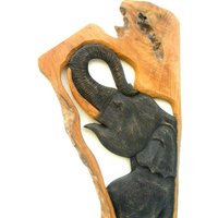 Handgeschnitzter Elefant Holzschnitzerei Natur Teak Holz Handarbeit Kunst Home Dekor/Geschenk Höhe 27"x14"x0.75" von WoodCarvingArt