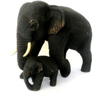 Handgeschnitzter Elefant Mit Baby Holzschnitzerei Natürlicher Teakholz Handgemachter Aus Holz Kunst Wohnkultur/Geschenk 6, 5 "x 4, 75" von WoodCarvingArt