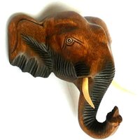 Holz Elefant Kopf, Figur, Kunst, Vintage Holzschnitzerei, Holztier, Geschenk, Ornament 8"x 8, 5" von WoodCarvingArt