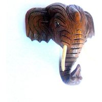 Holz Elefant Kopf, Holzschnitzerei Wandbehang Skulptur, Kunst Dekor/Geschenk 10" X von WoodCarvingArt