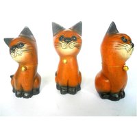 Holz Handgeschnitzt Set Von 3 Katzen Kunst Wohnkultur Schnitzerei/Geschenk 5, 5 "x2"x2" von WoodCarvingArt