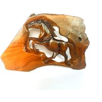 Holz Schnitzen Pferd Rustikale Treibholz Zurückgefordert Hand Geschnitzt Teak Natürliche Wild Wandbehang Kunst Home Decor/Geschenk 14 "x 10" von WoodCarvingArt