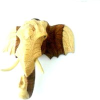 Holzschnitzerei Elefant Kopf Natürliche Teak Holz Von Hand Geschnitzt Wandbehang Handgemachte Kunst Home Decor/Geschenk, 12 "x 12" von WoodCarvingArt