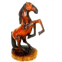 Holzschnitzerei Pferd Handgeschnitzt Natürliche Teak Holz Wild Stehen Mustang Hölzernen Pferd-Kunst-Home Decor/Geschenk, 17 "x 12" von WoodCarvingArt