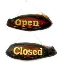 Holzschnitzerei Schild "Open Closed" Rustikal Altholz Handgefertigtes Holzpalettenschild Wandbehang Wohnkultur Zweiseitige Schilder Nach Maß / von WoodCarvingArt