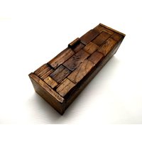 Natürliche Holz Box Rustikale Treibholz Zurückgefordert Mosaik Teak Handgemachte Home Art Dekor/Zen Kunst Geschenk 10, 75 "x 3, 5 3, 25" von WoodCarvingArt