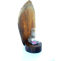 Rustikale Holz Tee Licht Kerze Halter Treibholz Teak-Holz Mit Storm Hurricane Glas Kunst Home Decor Wand Hängen Geschenk 14, 25" X6.5" von WoodCarvingArt