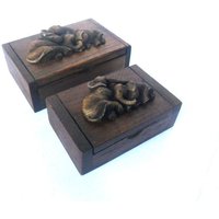 Zwei Teak Holz Rustikale Box Boxen Mit Elefanten Reclaimed Handgemachte Elefant Home Art Dekor/Zen Geschenk von WoodCarvingArt