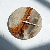 Kristalluhr, Achatuhr, Marmor Wanduhr, Epoxy Moderne Natürliche Große Einzigartige Wanduhr von WoodClockUA