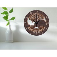 Mandala Baum Des Lebens Uhr, Yin Yang Wanduhr, Baum Wandkunst Holz, Holz Wanduhr, Holz Wanduhr von WoodClockUA