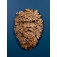3D Green Man Holzschnitzerei Rustikale Möbeleinlage, Wandkunst von WoodCraftCZ