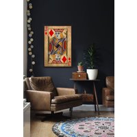 Jack Of Diamonds, Gerahmte Wandkunst, Spielzimmerdekoration, Holzschild, Bürowandkunst, Wohndekoration, Wanddekoration, Wanddekoration von WoodDecorWallArt