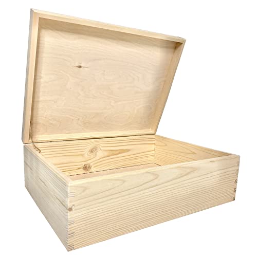 WoodGall Holzkiste mit Deckel groß 40×30×13cm – Aufbewahrungsbox Holz mit Deckel zu Hause – Holzbox Kiefer Natur für DIY – Spielzeug Kiste Holz – Idee für eine Geschenkbox Holz (40x30x13) von WoodGall