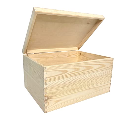 WoodGall Holzkiste mit Deckel groß 40×30×22cm – Aufbewahrungsbox Holz mit Deckel zu Hause – Holzbox Kiefer Natur für DIY – Spielzeug Kiste Holz – Idee für eine Geschenkbox Holz von WoodGall